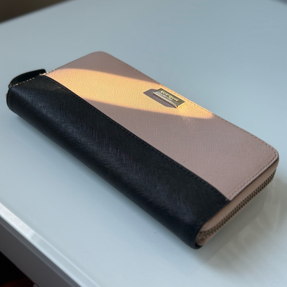 Kate Spade Laurel Way Neda Colorblock Saffiano Leather Zip Around Wallet